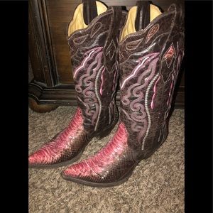 Pink Python Boots